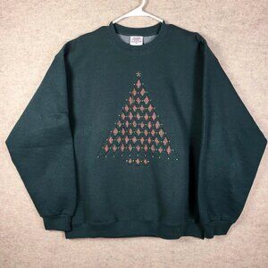 Vintage Pluma Christmas Green Sweater Women’s Size XL Plaid Long Sleeve